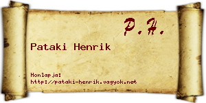 Pataki Henrik névjegykártya